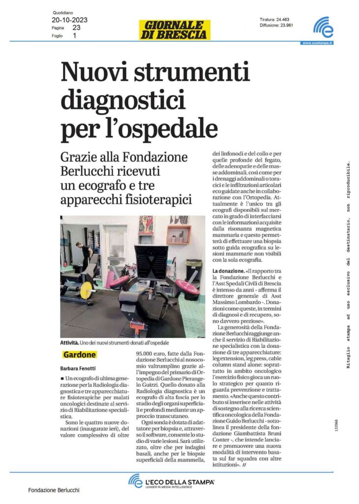 Donazione all’Ospedale di Gardone Val Trompia