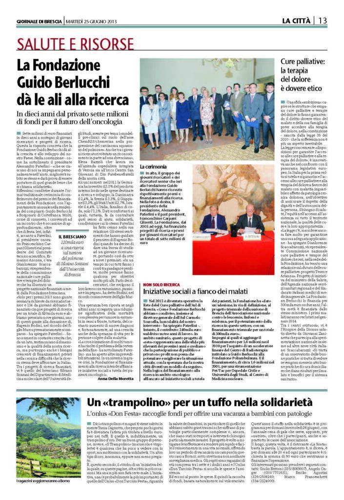 Finanziamento di un bando di concorso per la ricerca in ambito oncologico