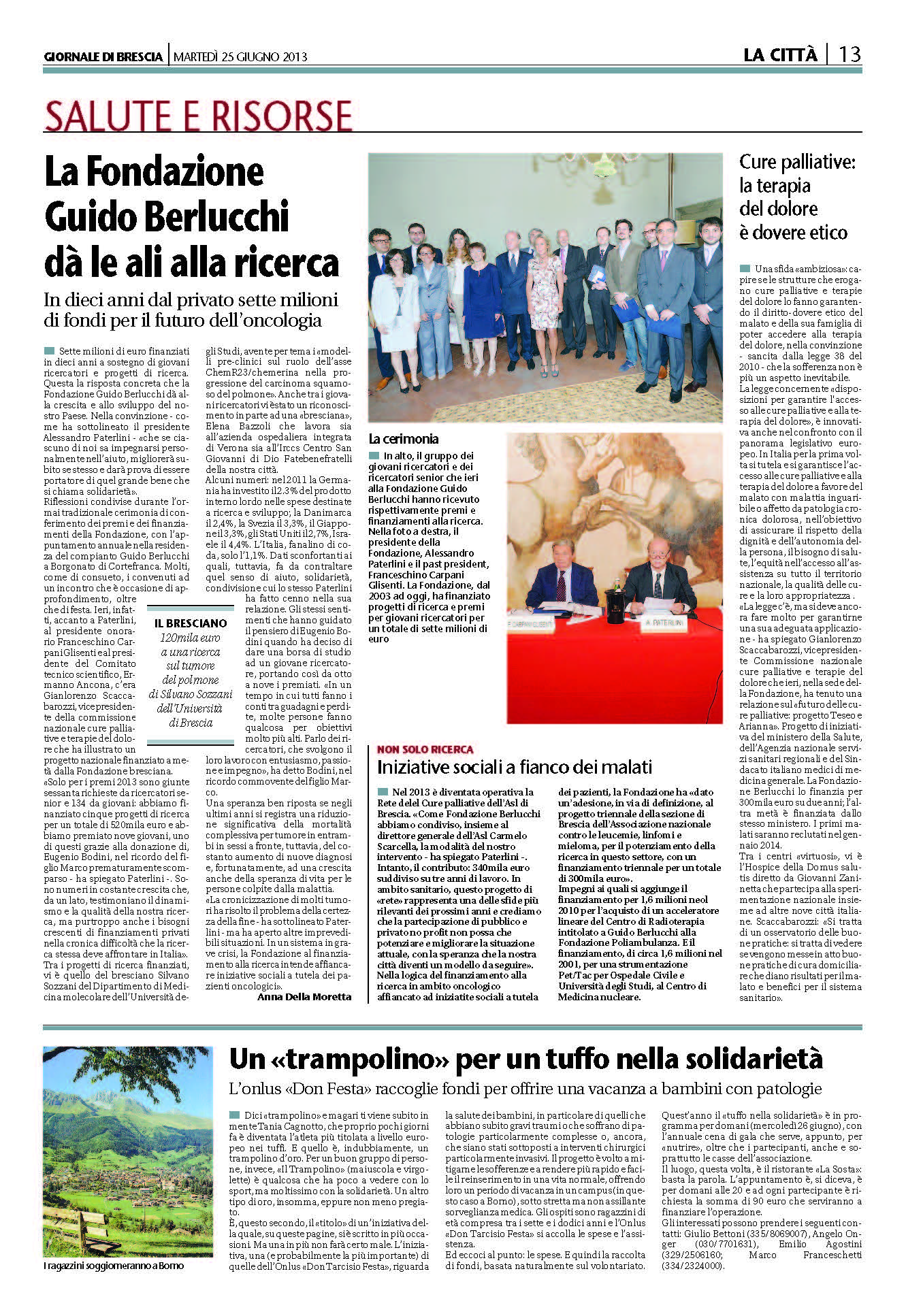 Finanziamento di un bando di concorso per la ricerca in ambito oncologico