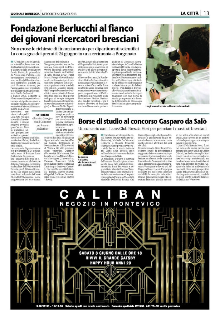 Finanziamento di un bando di concorso per la ricerca in ambito oncologico