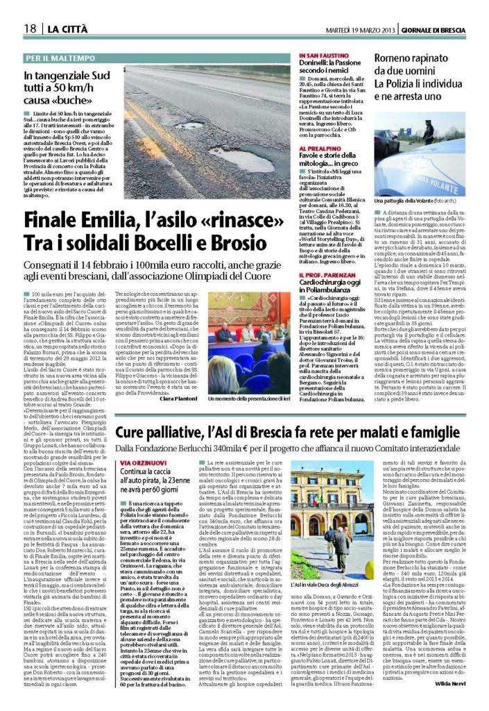 Finanziamento di un progetto ASL per i pazienti oncologici