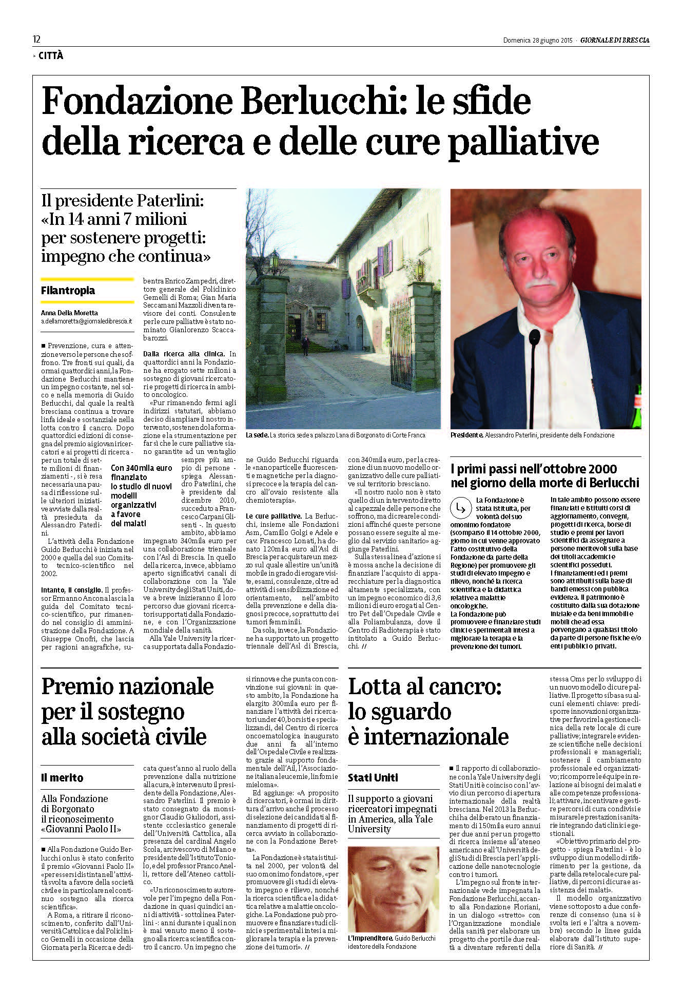 Fondazione Berlucchi: le sfide della ricerca e delle cure palliative