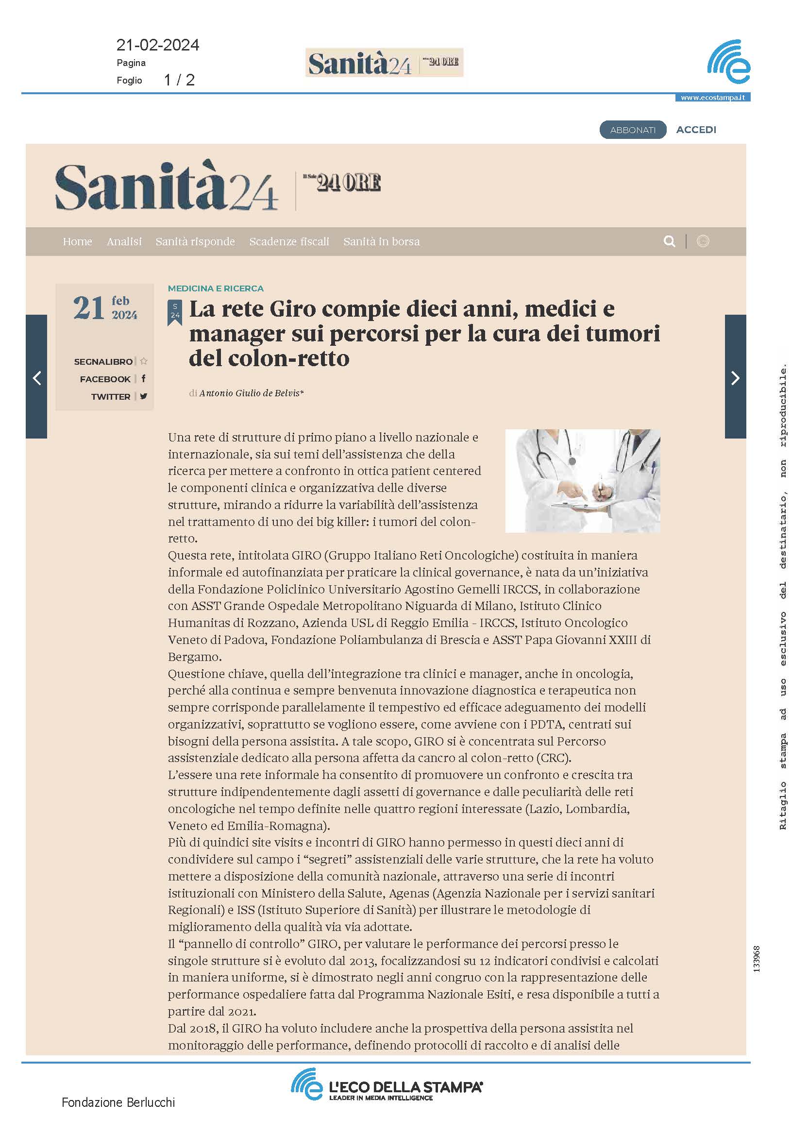 Dieci anni della fondazione Giro