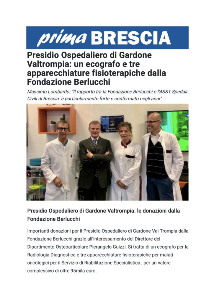 Donazione all’Ospedale di Gardone Val Trompia