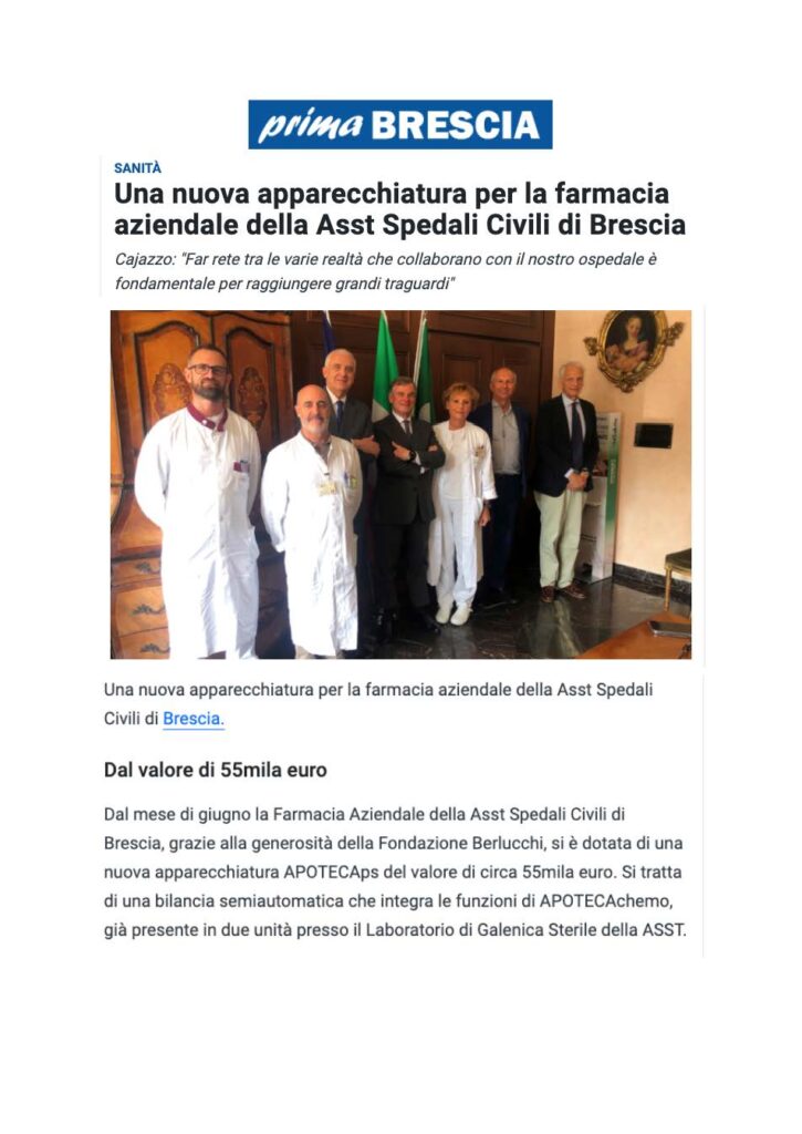 Una nuova donazione agli Spedali Civili di Brescia, Apoteca ps3