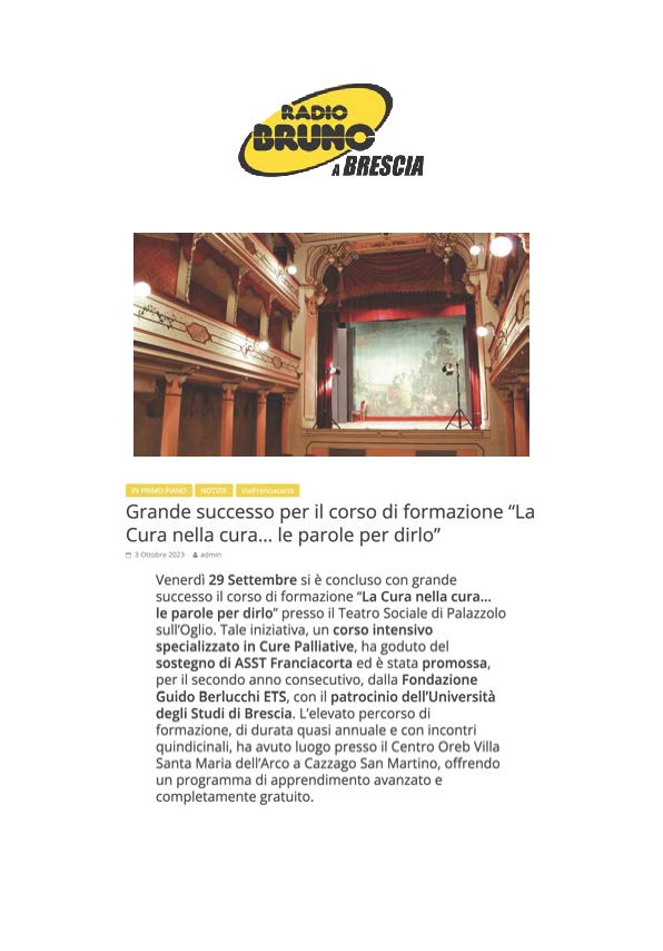 Evento finale corso “La Cura nella cura… le parole per dirlo" del 29/09