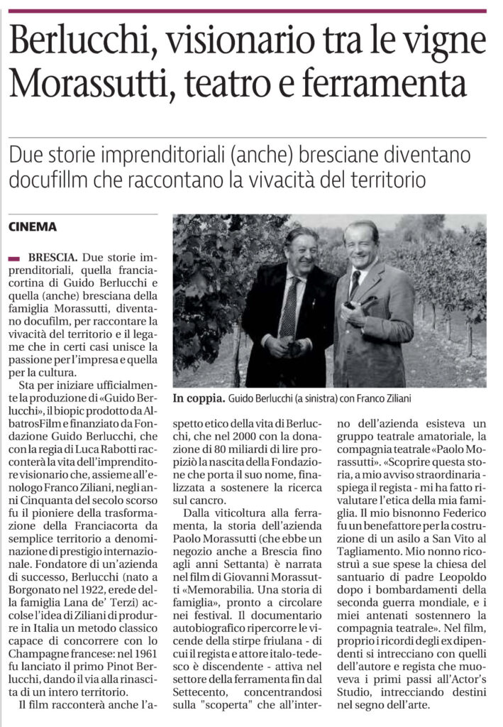 Giornale di Brescia - Biopic su Guido Berlucchi